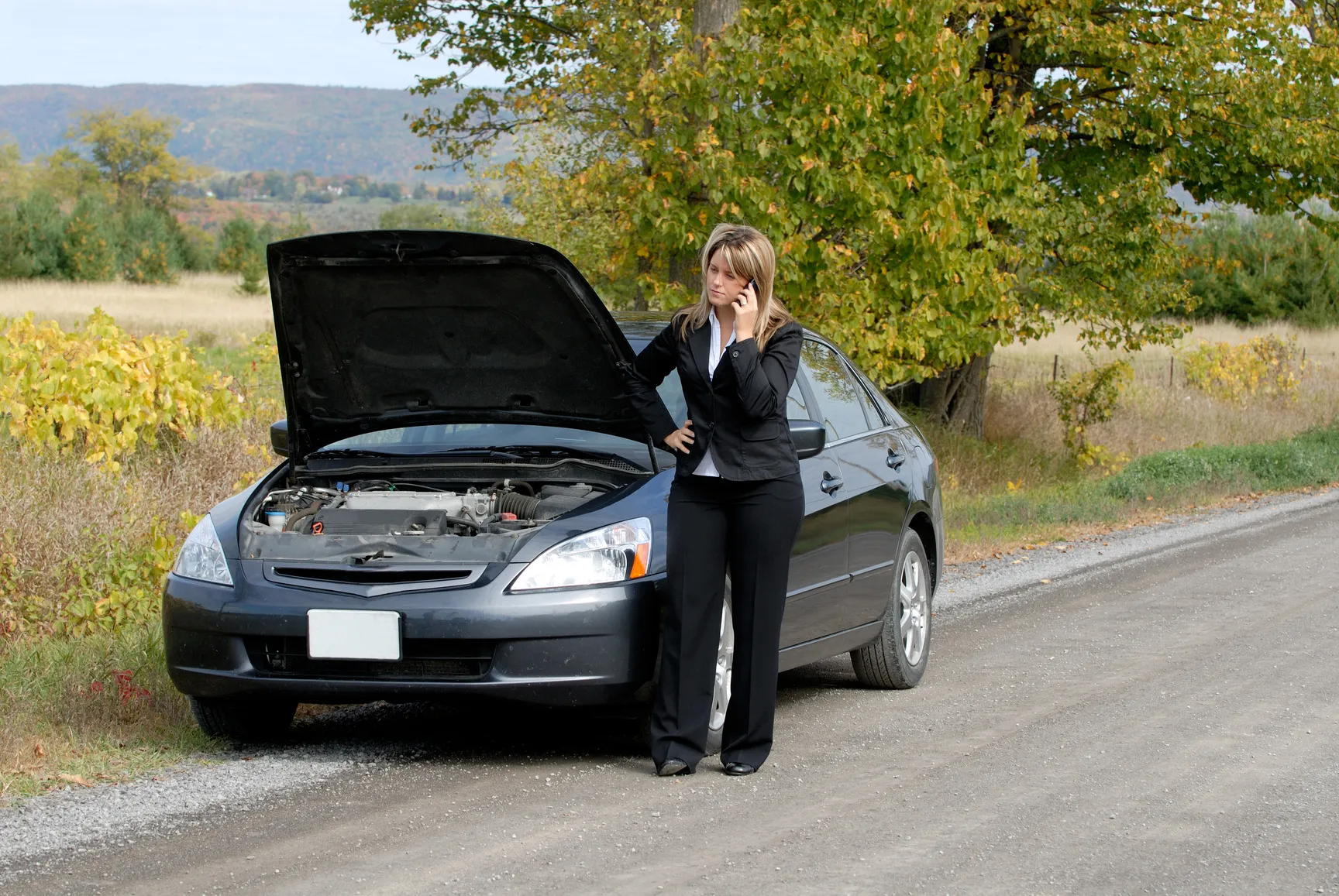 Car broken down on the road